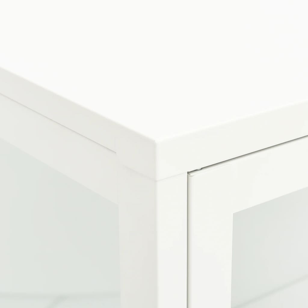vidaXL Sideboard White 29.5"x13.8"x41.3" Steel and Glass