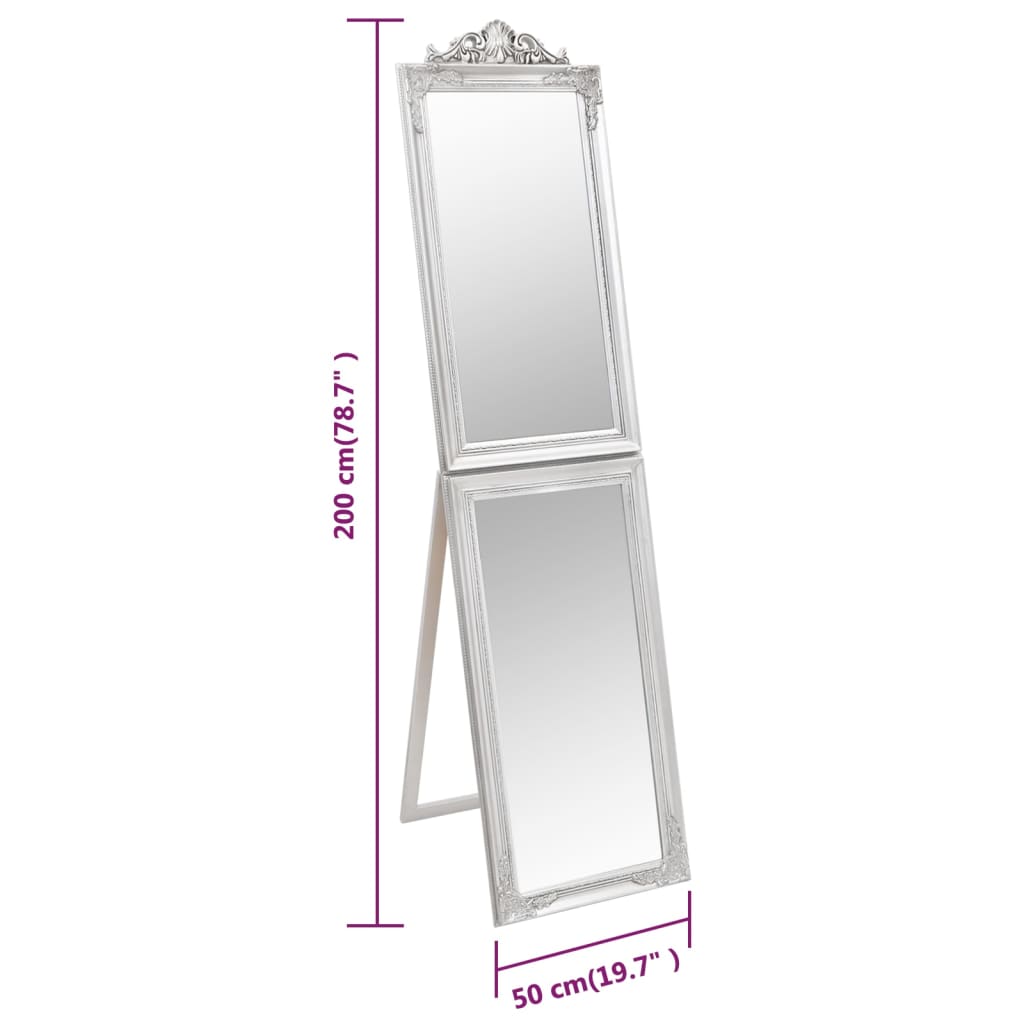 vidaXL Free-Standing Mirror Silver 19.7"x78.7"