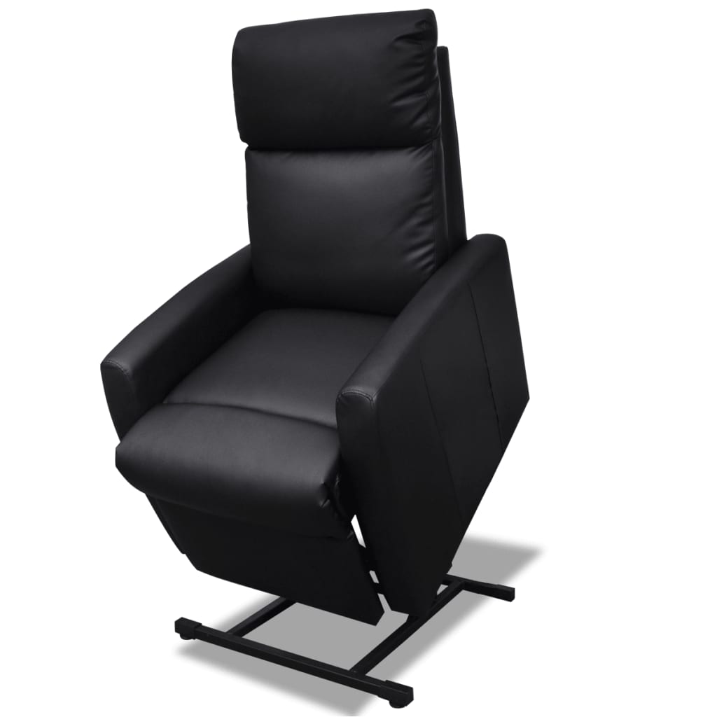 vidaXL TV Recliner Chair Black Faux Leather