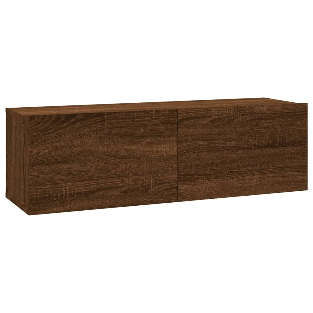 vidaXL TV Wall Cabinet Brown Oak 39.4"x11.8"x11.8" Engineered Wood