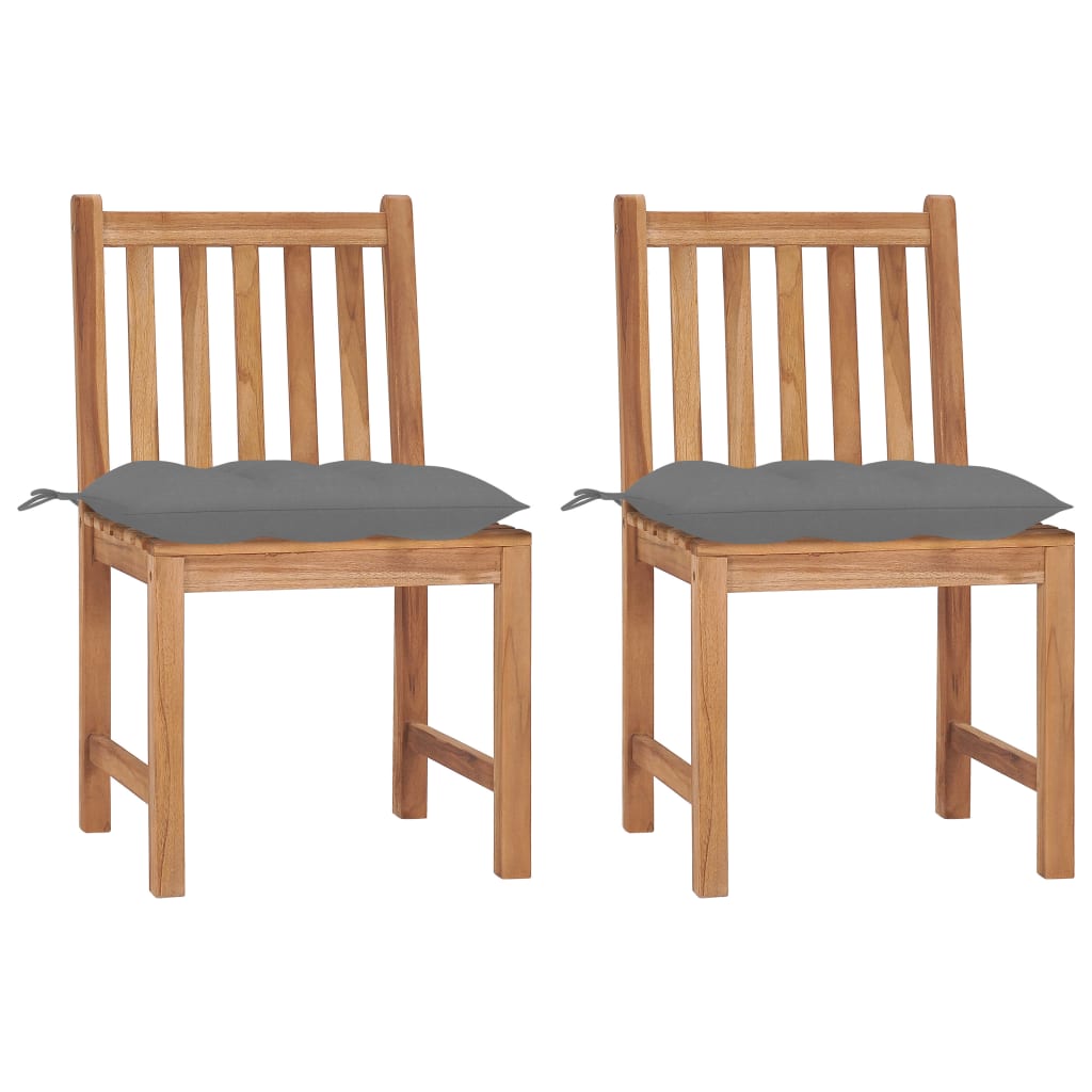 vidaXL Patio Chairs 2 pcs with Cushions Solid Teak Wood