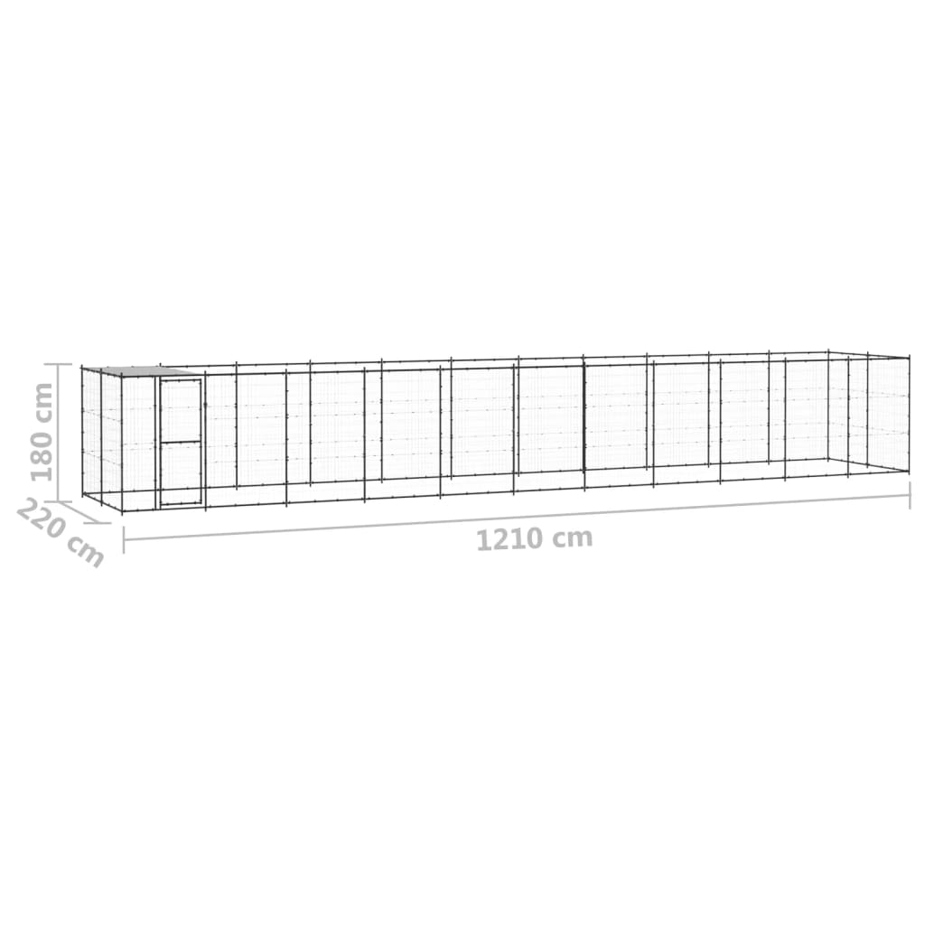 vidaXL Outdoor Dog Kennel Steel with Roof 286.5 ft²