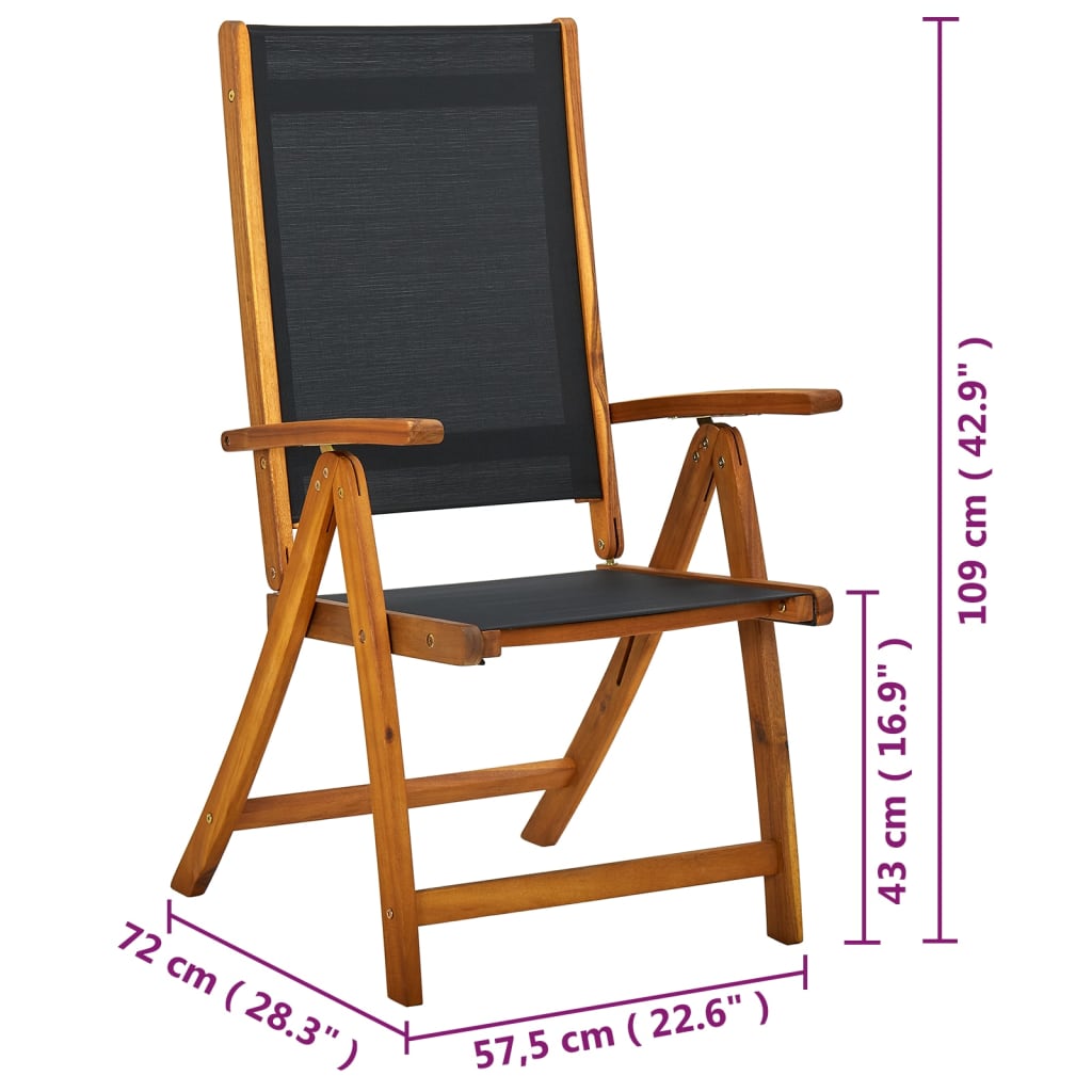 vidaXL Folding Patio Chairs 8 pcs Solid Wood Acacia and Textilene