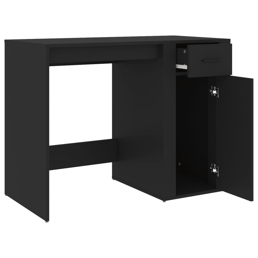 vidaXL Desk Black 39.4"x19.3"x29.5" Engineered Wood