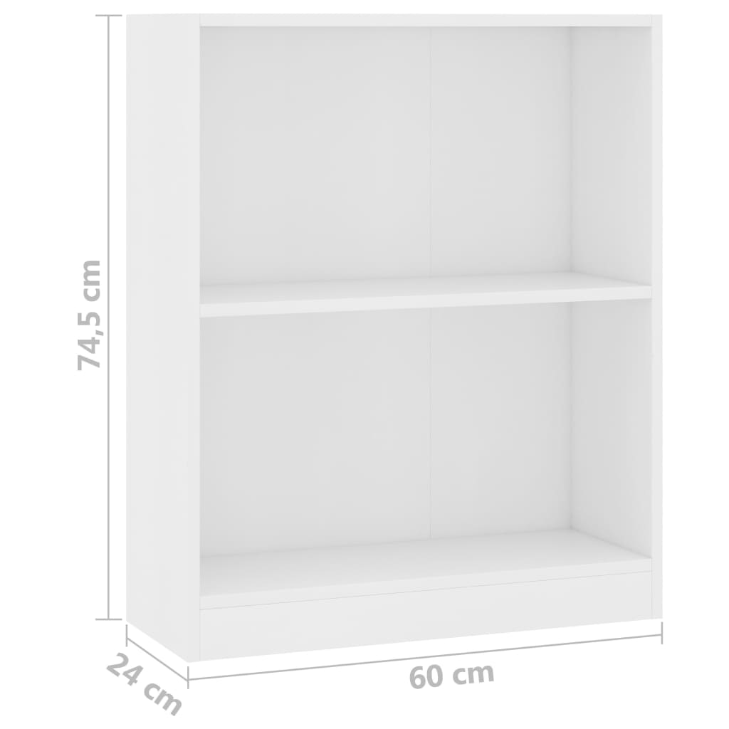 vidaXL Bookshelf White 23.6"x9.4"x29.3" Engineered Wood
