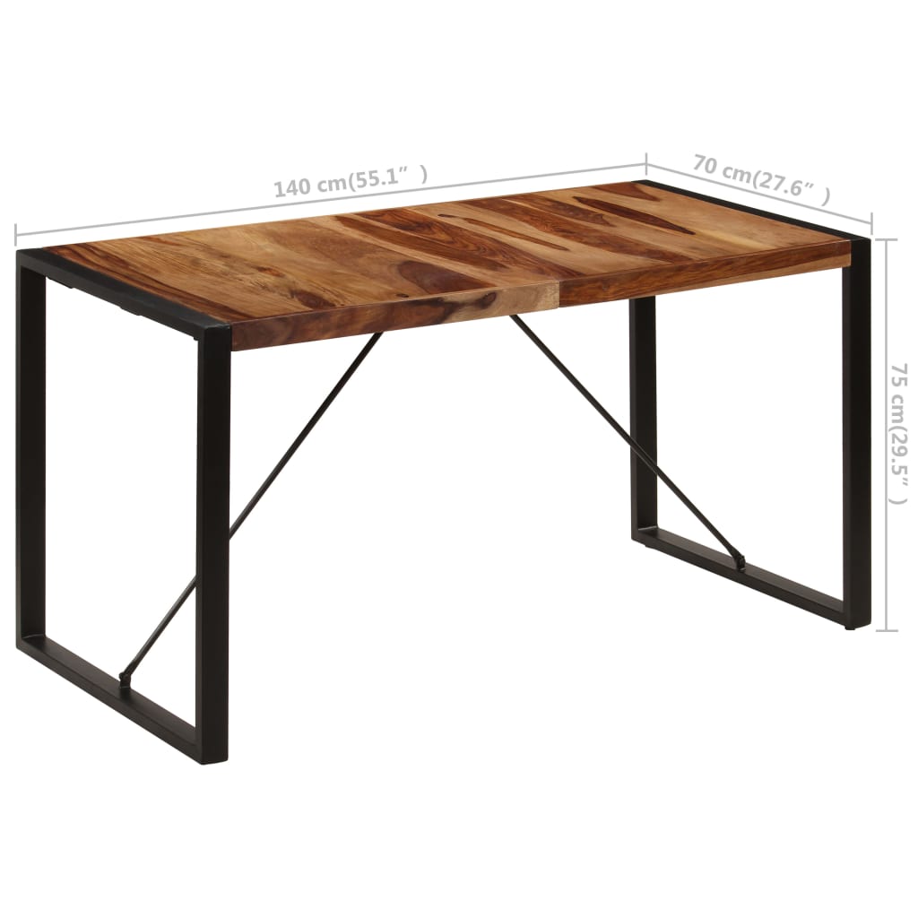 vidaXL Dining Table 55.1"x27.6"x29.5" Solid Sheesham Wood