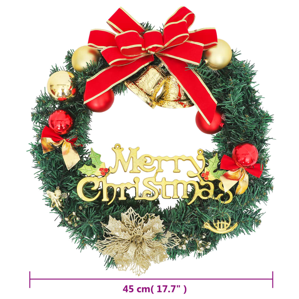 vidaXL Christmas Wreath with 20 LEDs Green 17.7"