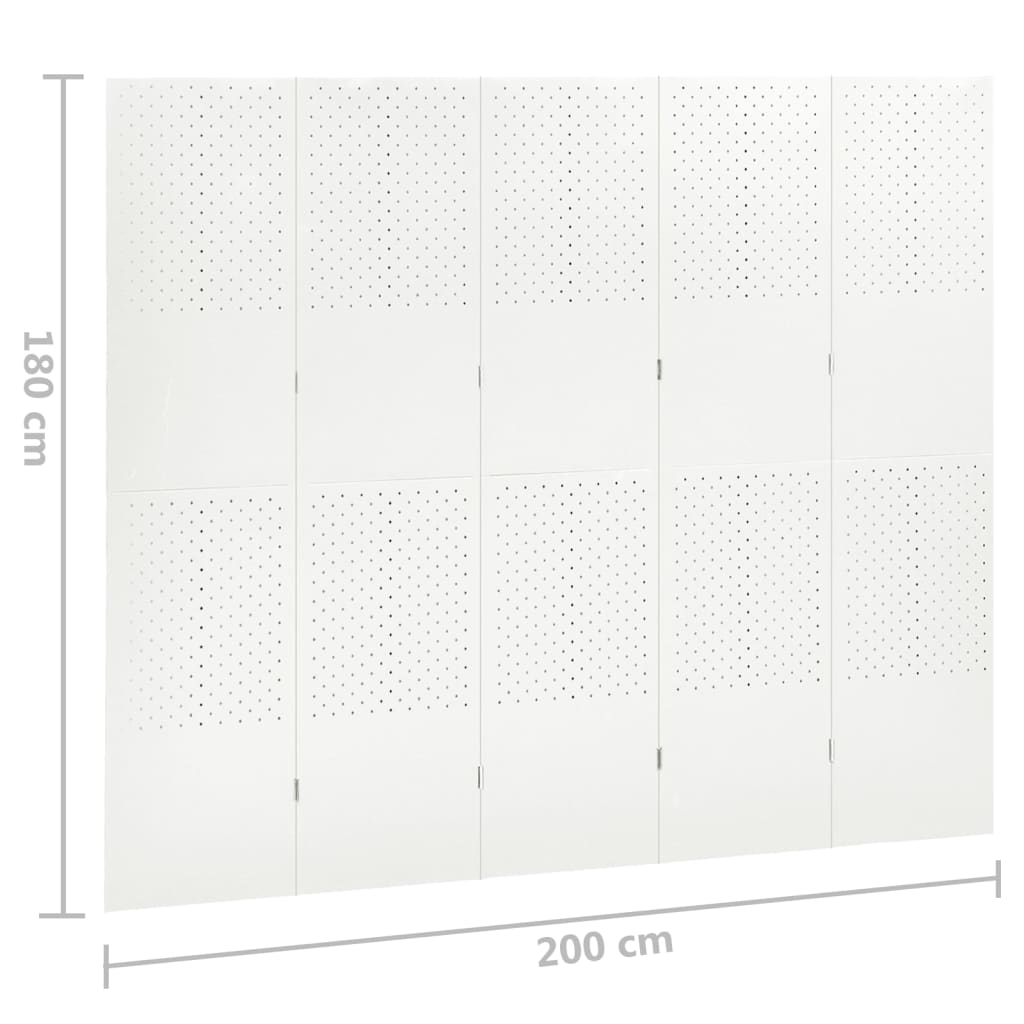 vidaXL 5-Panel Room Dividers 2 pcs White 78.7"x70.9" Steel