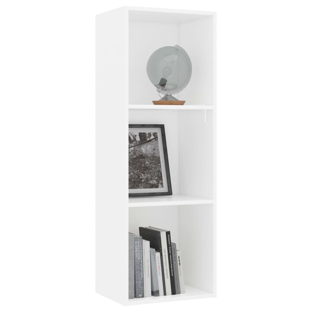 vidaXL 3-Tier Book Cabinet White 15.7"x11.8"x44.9" Engineered Wood