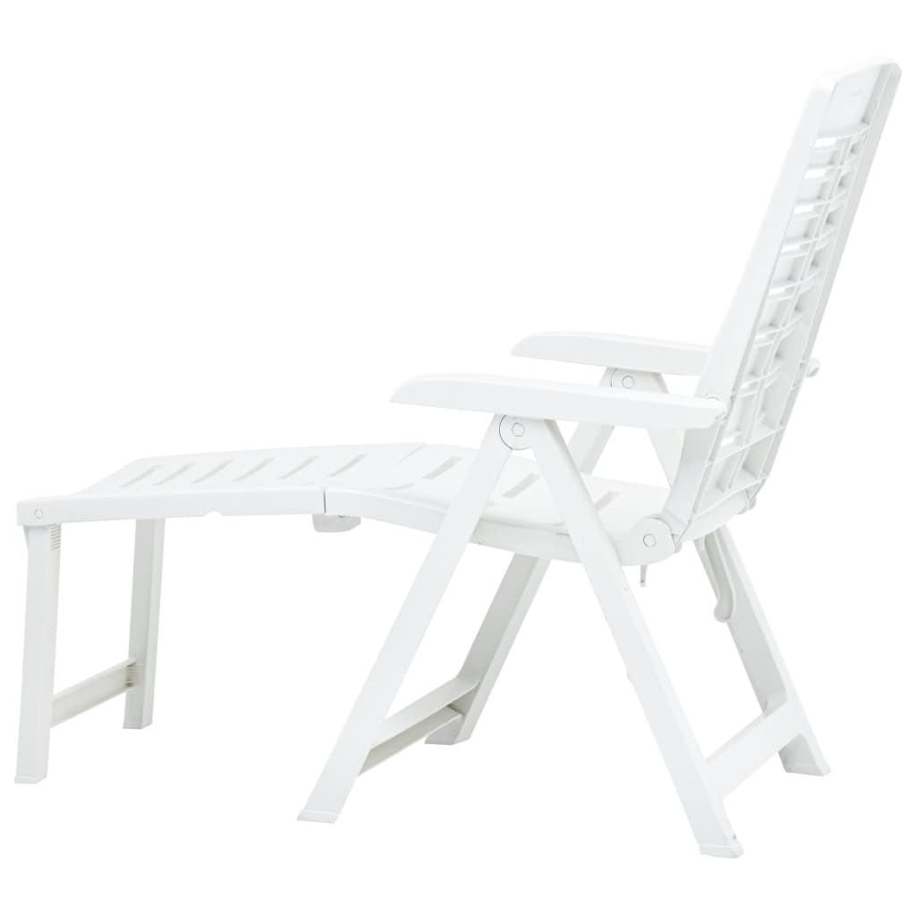 vidaXL Folding Sun Lounger Plastic White