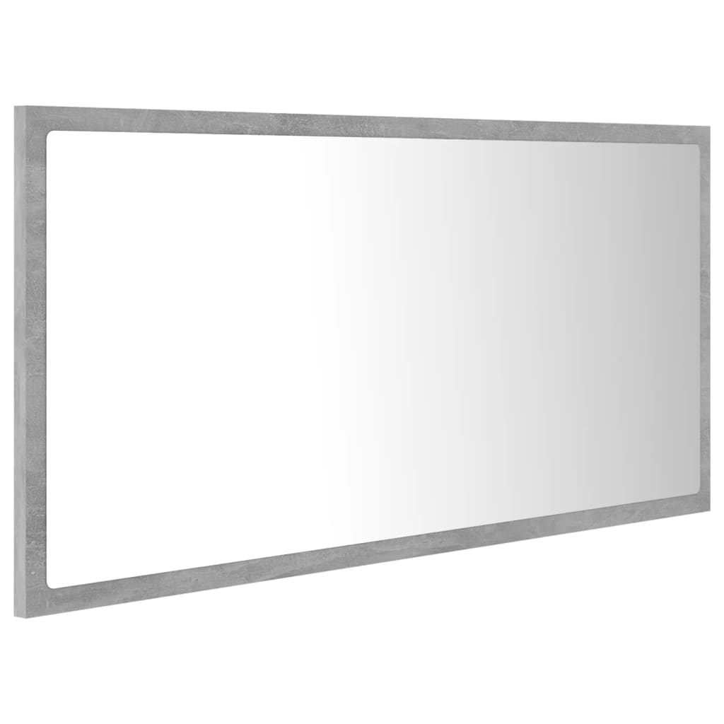 vidaXL LED Bathroom Mirror Concrete Gray 35.4"x3.3"x14.6" Chipboard