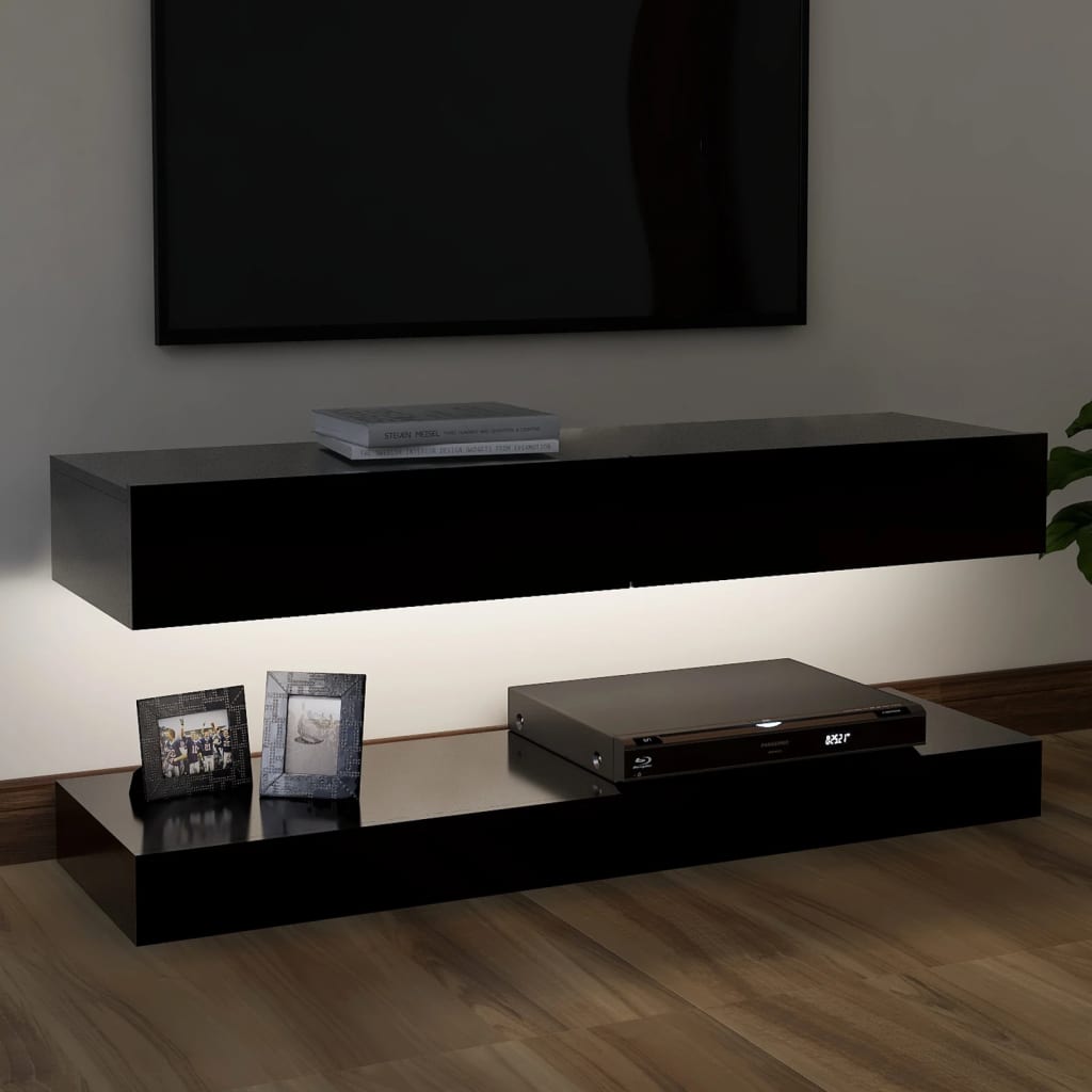 vidaXL TV Cabinet with LED Lights Black 47.2"x13.8"