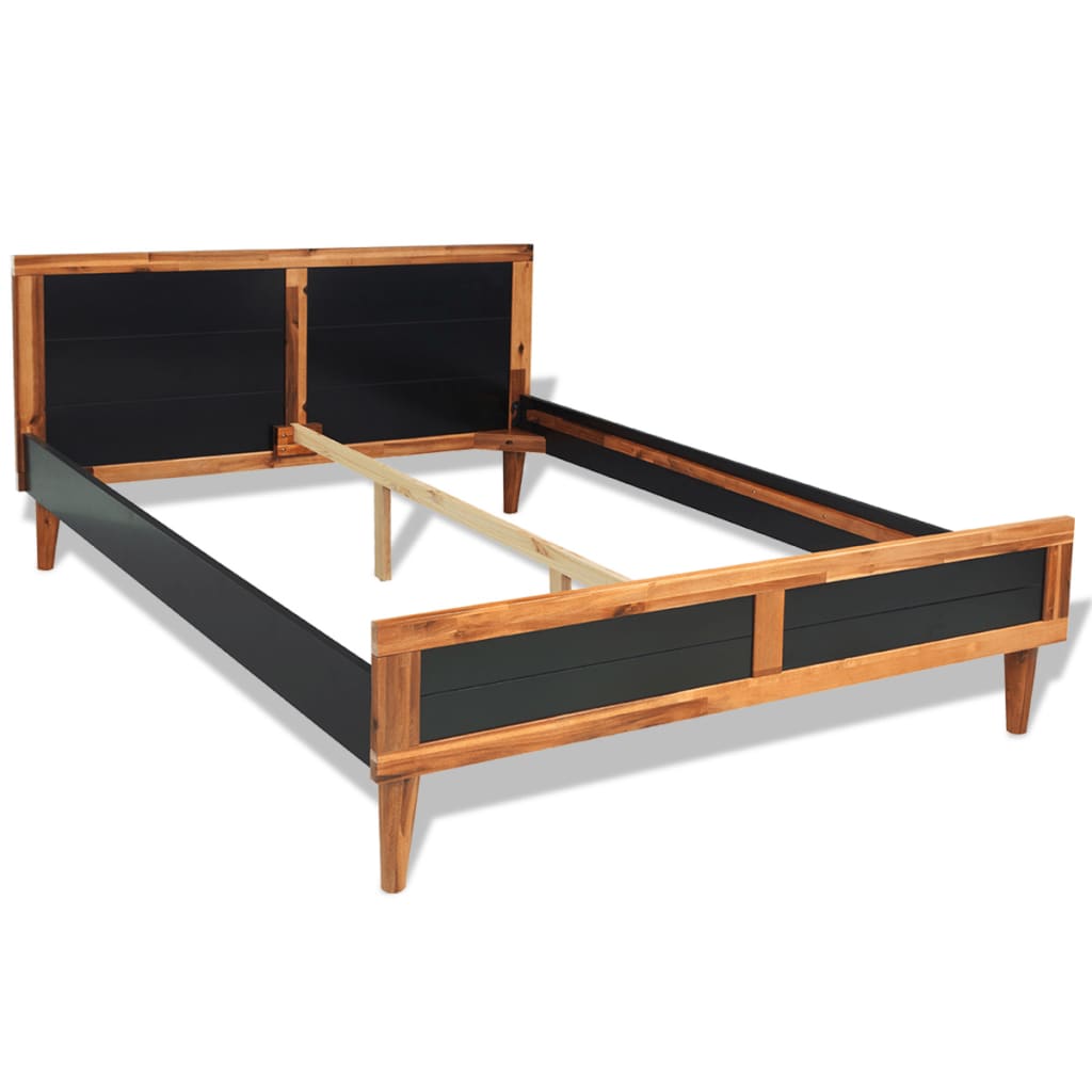 vidaXL Bed Frame Black Solid Acacia Wood 70.9"x78.7"