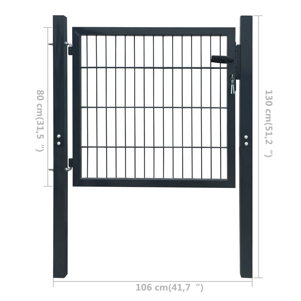 vidaXL 2D Fence Gate (Single) Anthracite Gray 41.7" x 51.2"