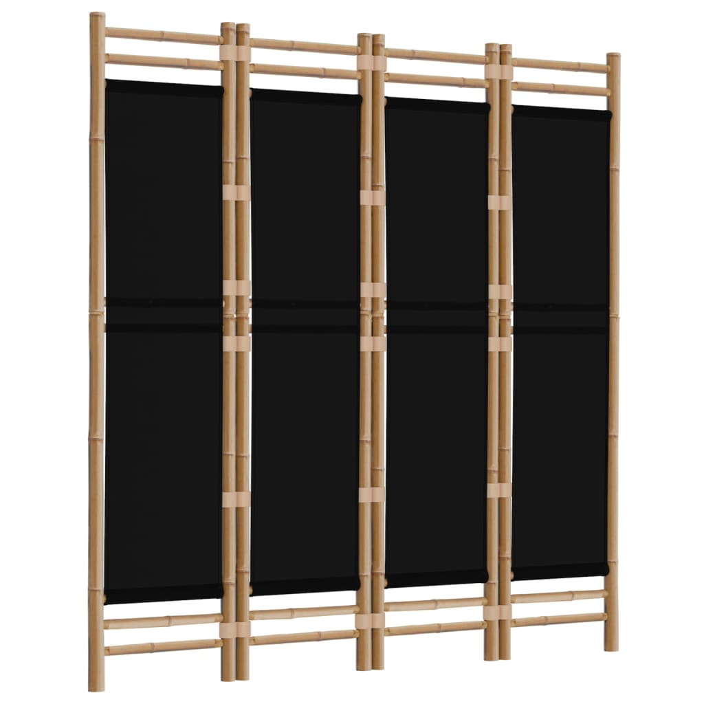 vidaXL Folding 4-Panel Room Divider 63" Bamboo and Canvas