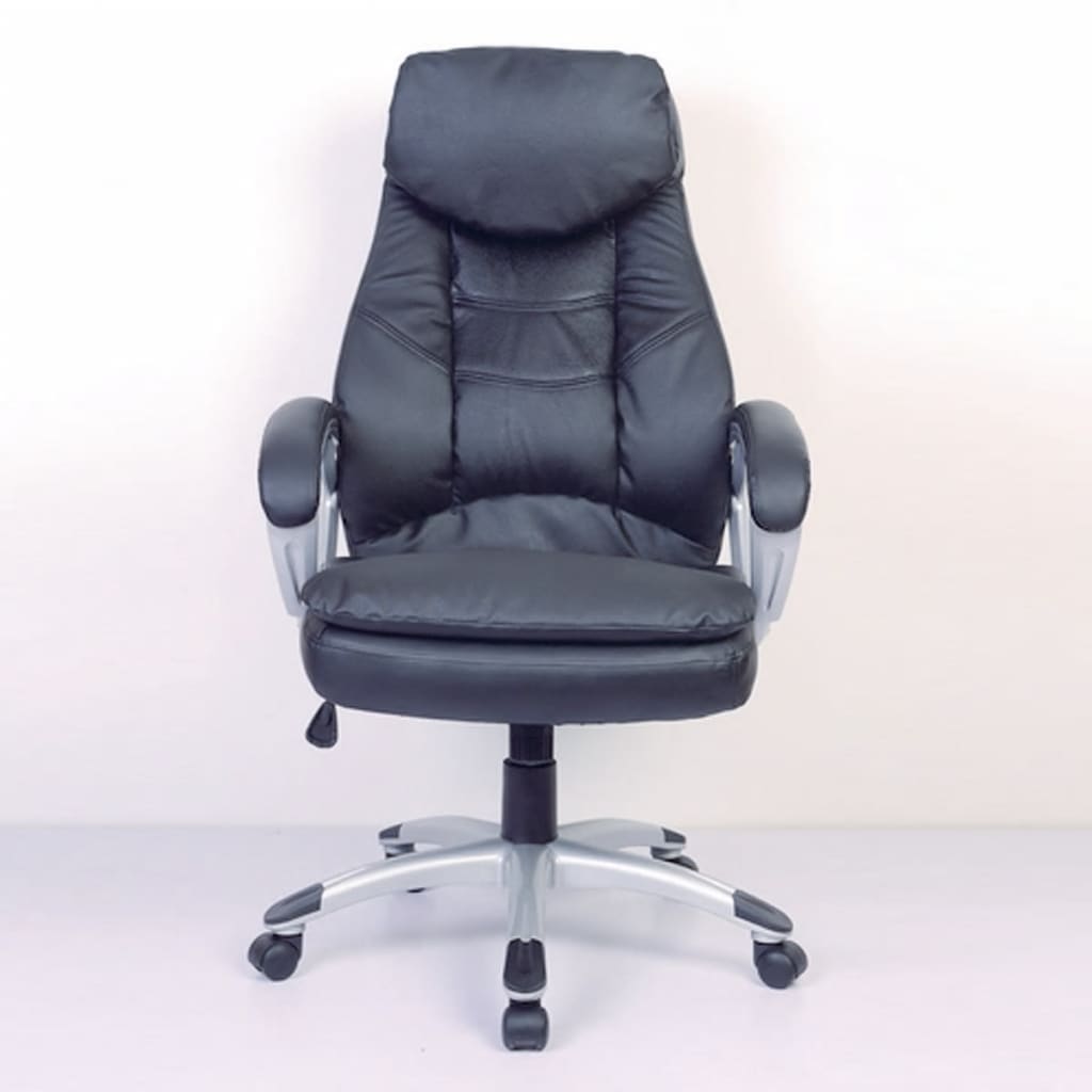 Black Office Chair Real Leather