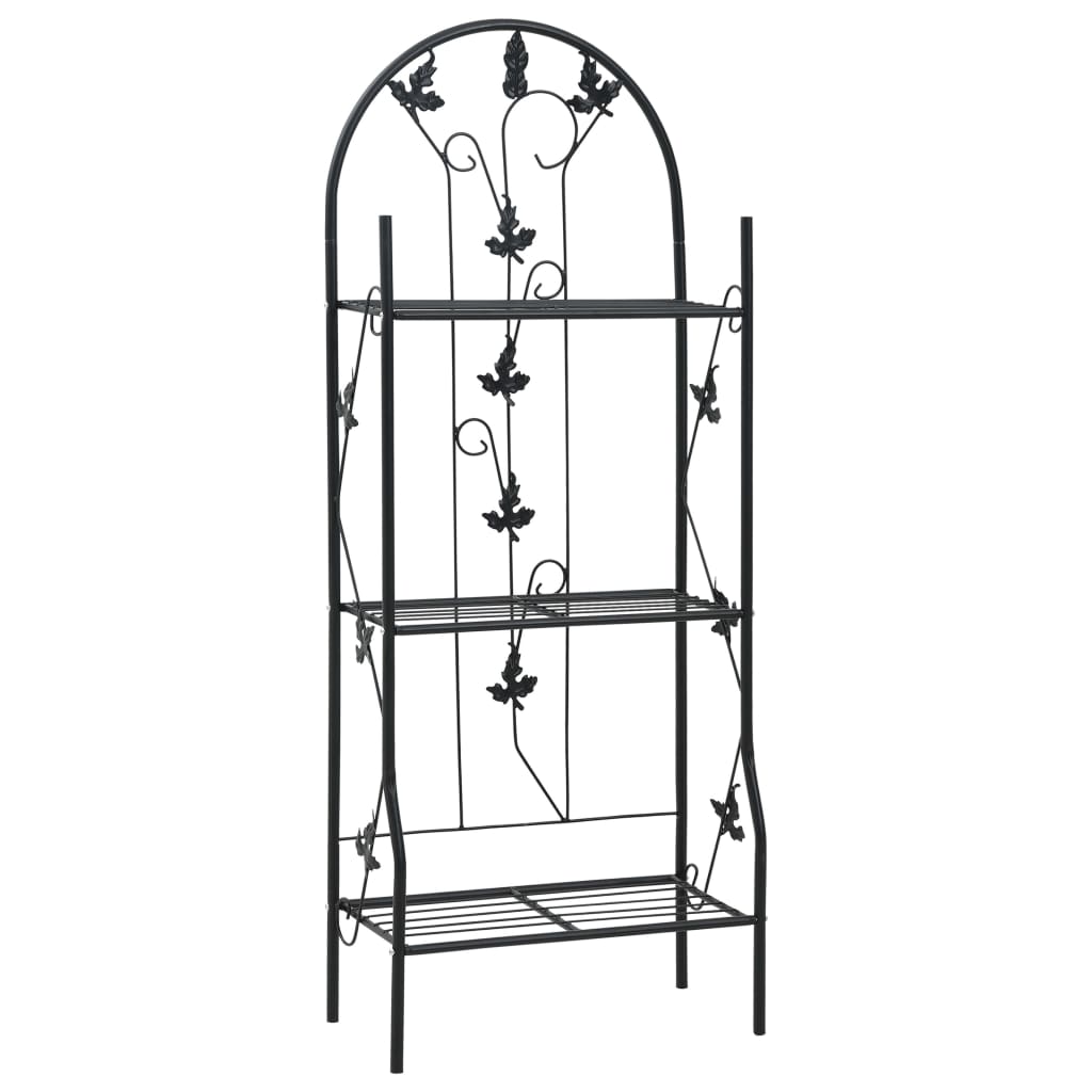 vidaXL 3-Layer Plant Rack Black 20.5"x11"x50.4" Iron