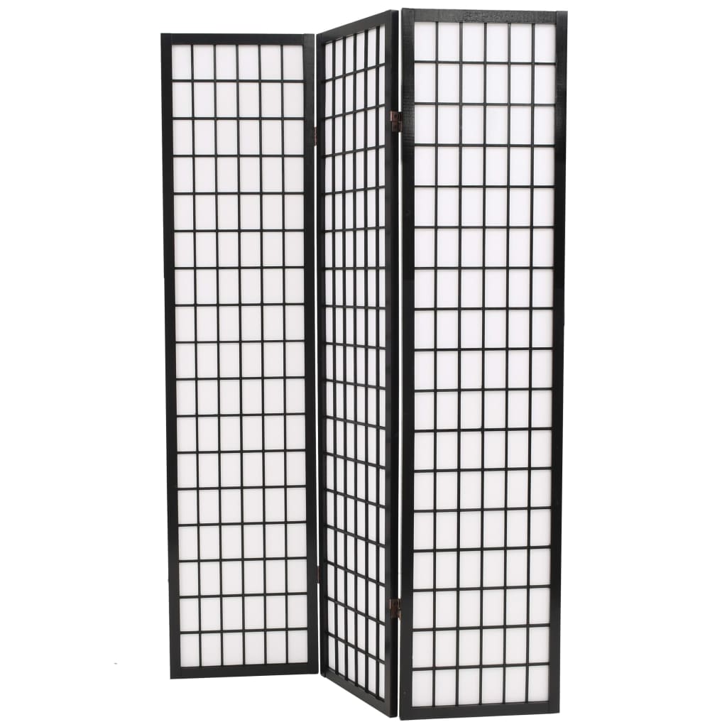vidaXL Folding 3-Panel Room Divider Japanese Style 47.2"x66.9" Black
