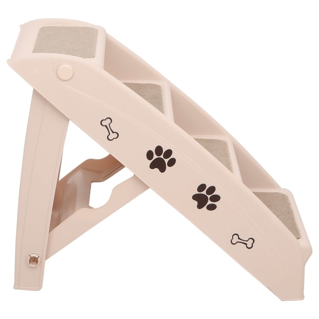 vidaXL Folding Dog Stairs Cream 24.4"x15.7"x19.5"