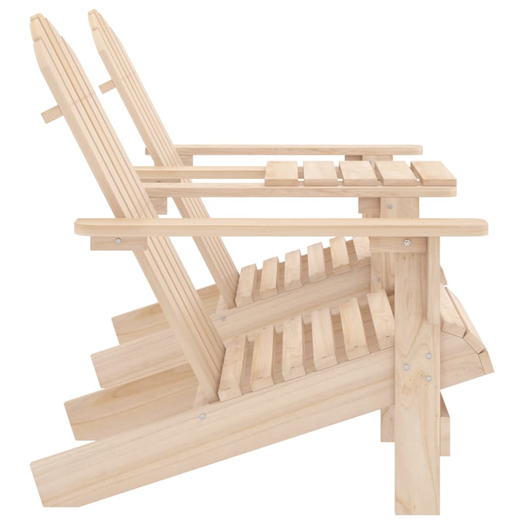 vidaXL Patio Adirondack Chairs with Tea Table Solid Fir Wood