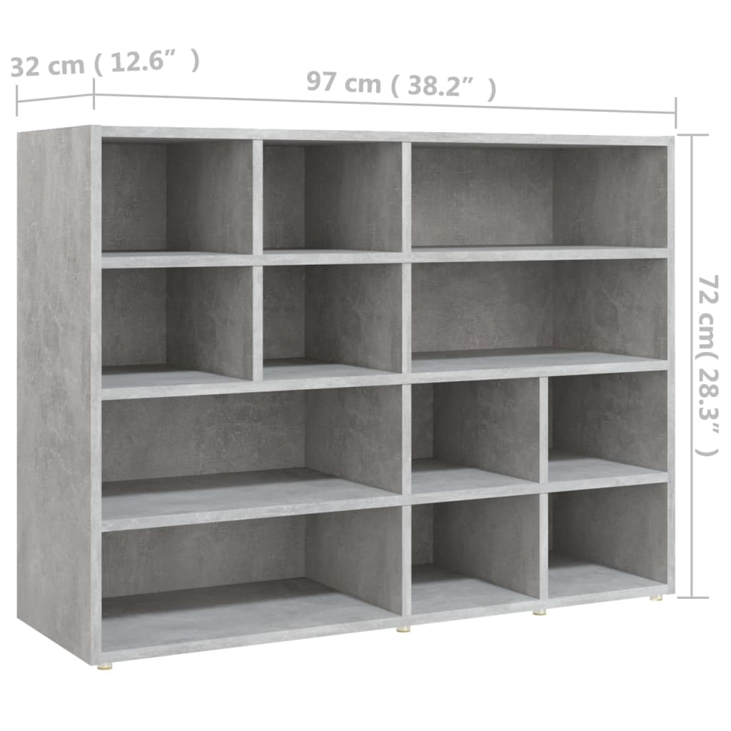 vidaXL Side Cabinet Concrete Gray 38.2"x12.6"x28.3" Chipboard