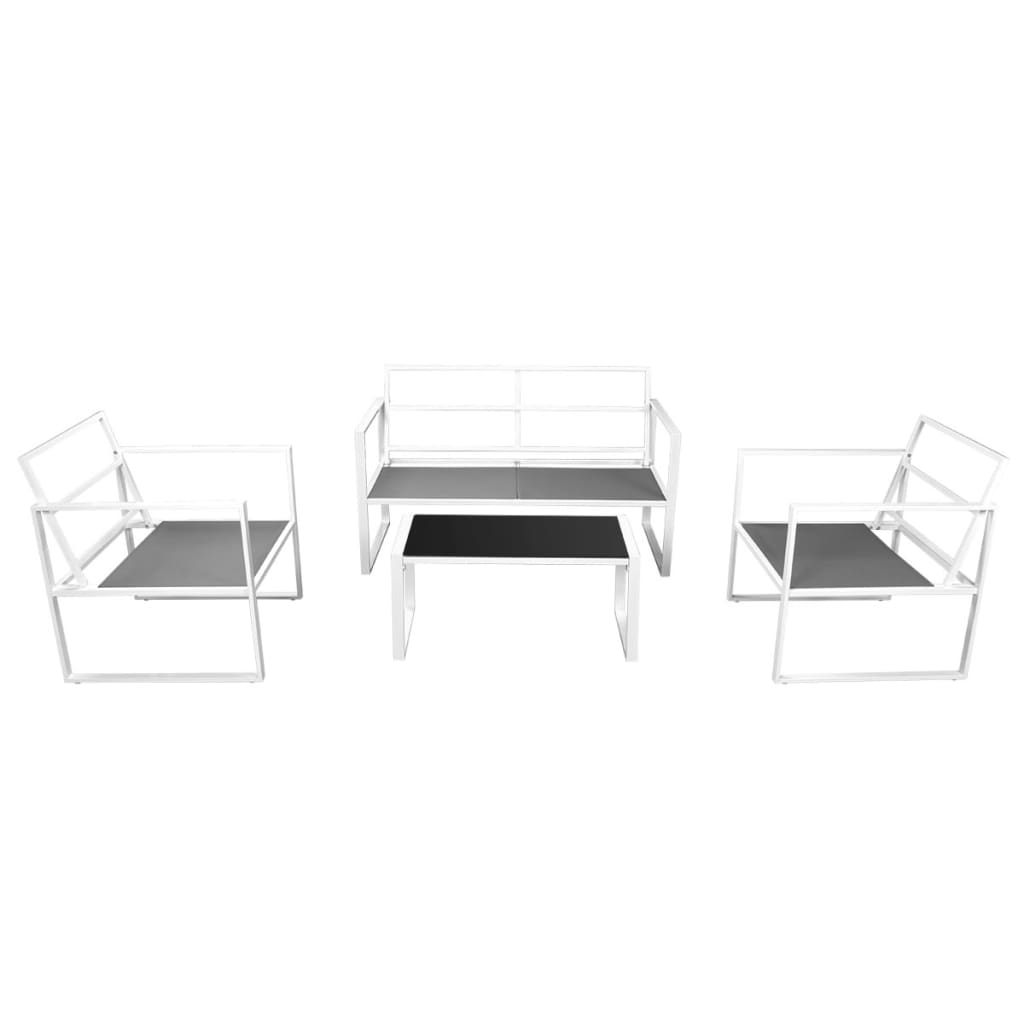 vidaXL 4 Piece Patio Lounge Set with Cushions Steel White