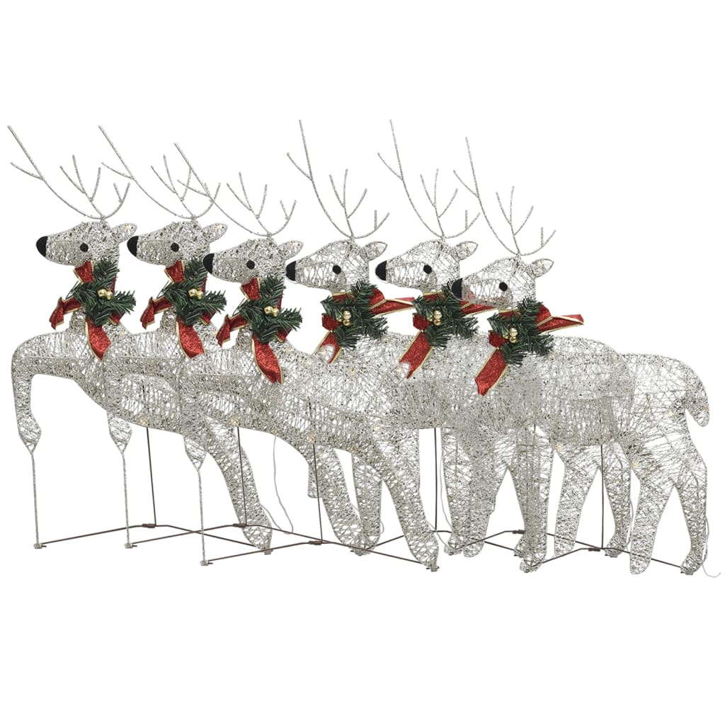 vidaXL Christmas Reindeers 6 pcs Gold 120 LEDs