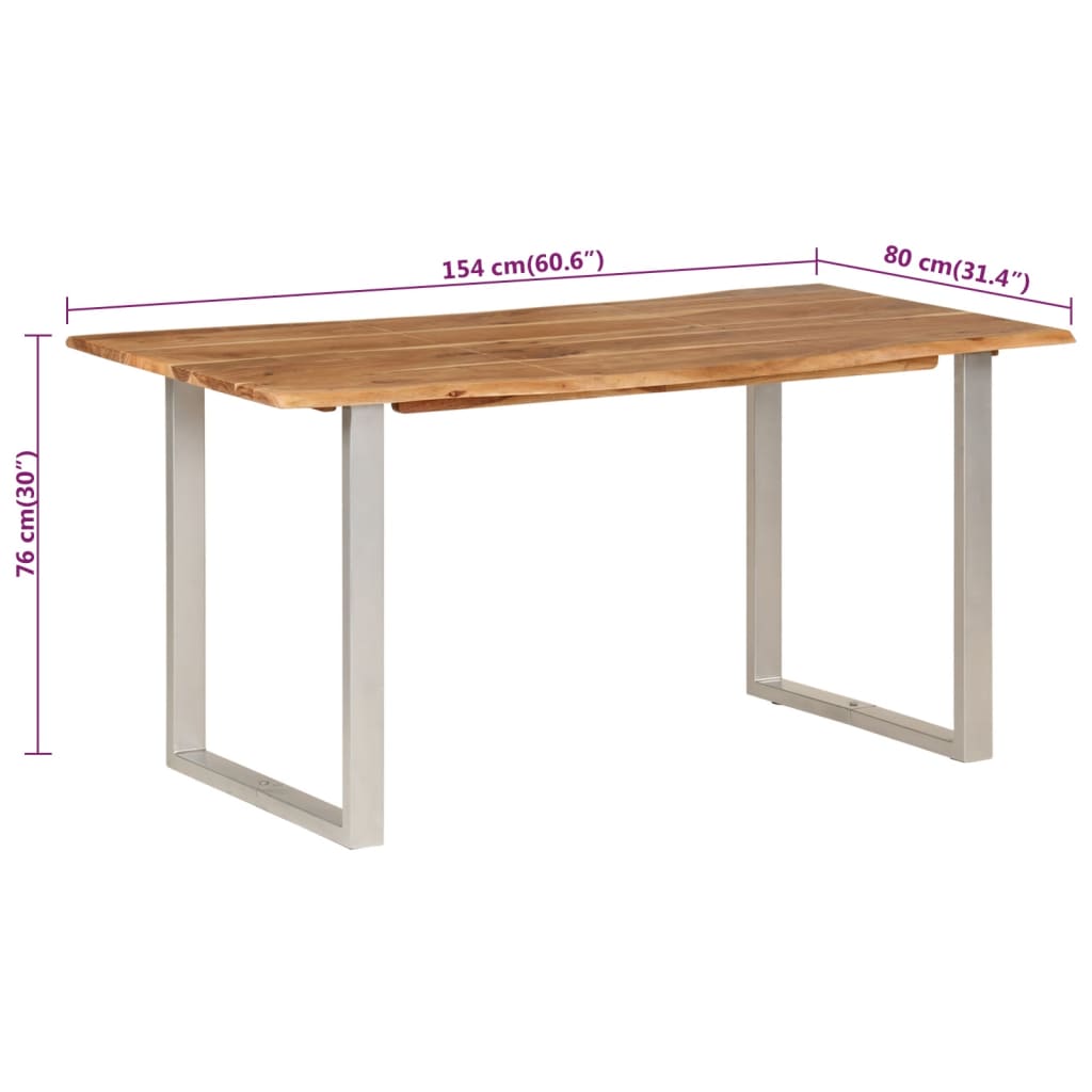 vidaXL Dining Table 60.6"x31.5"x29.9" Solid Wood Acacia