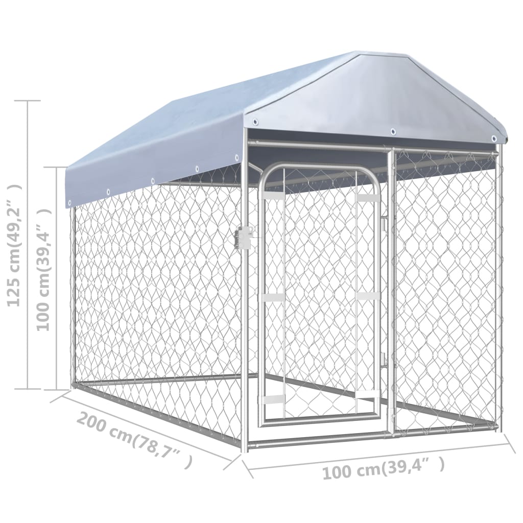 vidaXL Outdoor Dog Kennel with Roof 78.7"x39.4"x49.2"