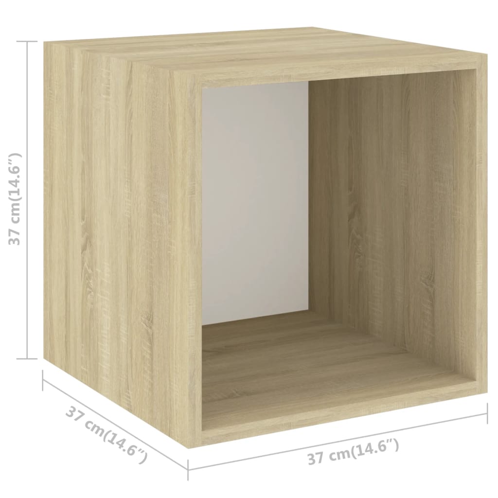 vidaXL 2 Piece TV Cabinet Set White and Sonoma Oak Engineered Wood