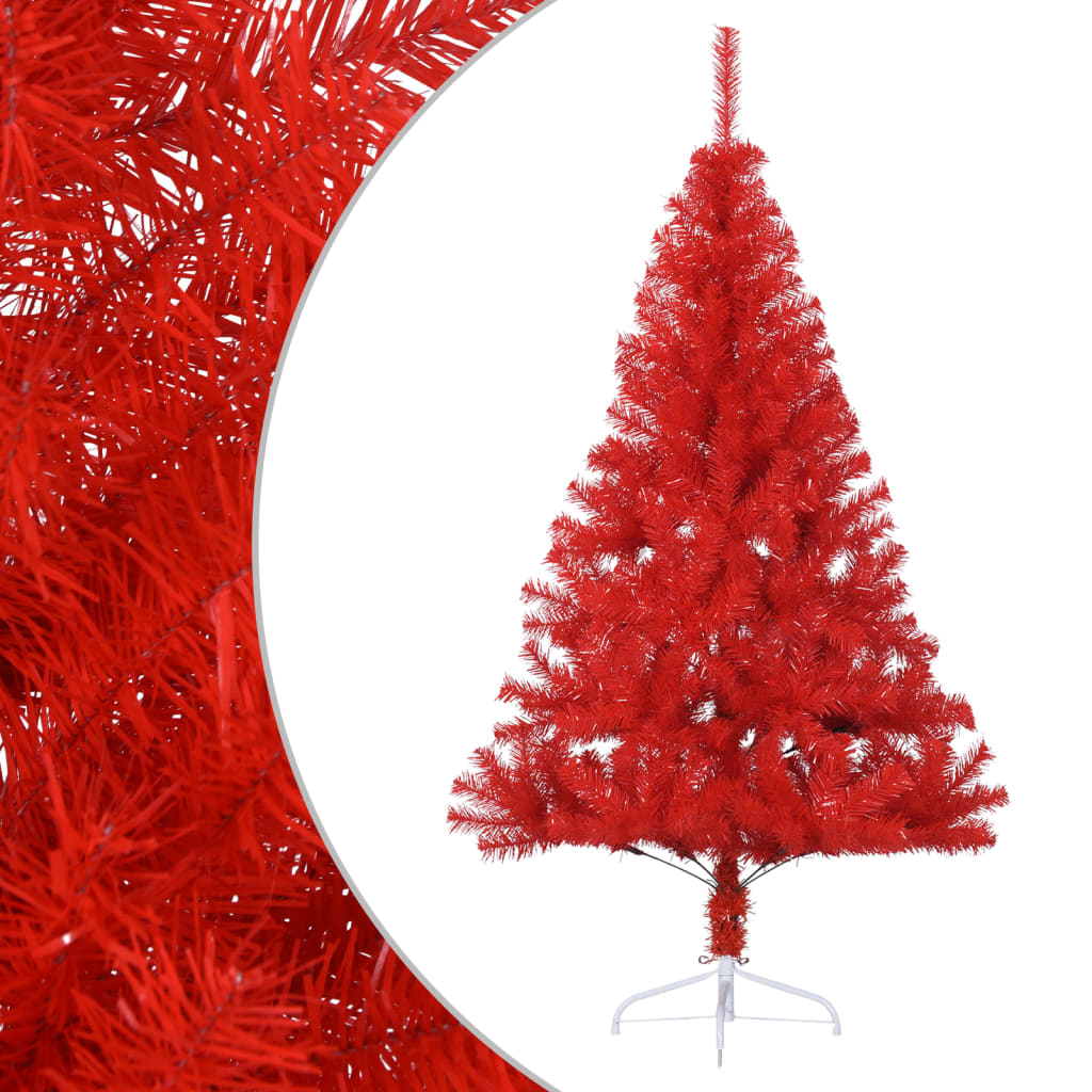 vidaXL Artificial Half Christmas Tree with Stand Red 6 ft PVC