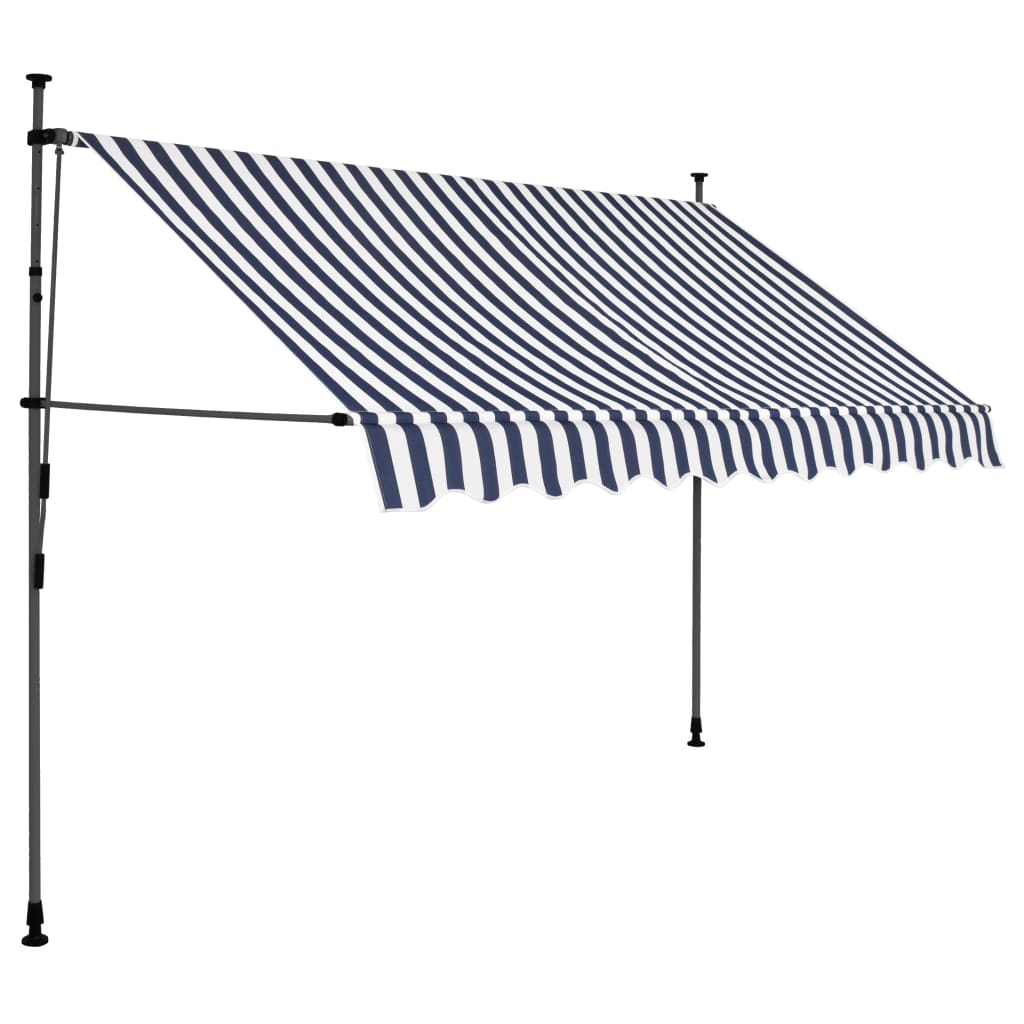 vidaXL Manual Retractable Awning with LED 118.1" Blue and White