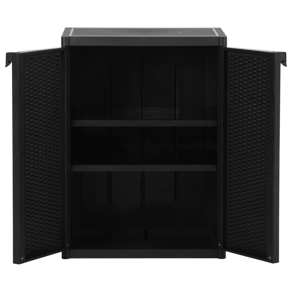 vidaXL Garden Storage Cabinet Black 25.6"x17.7"x34.6" PP Rattan