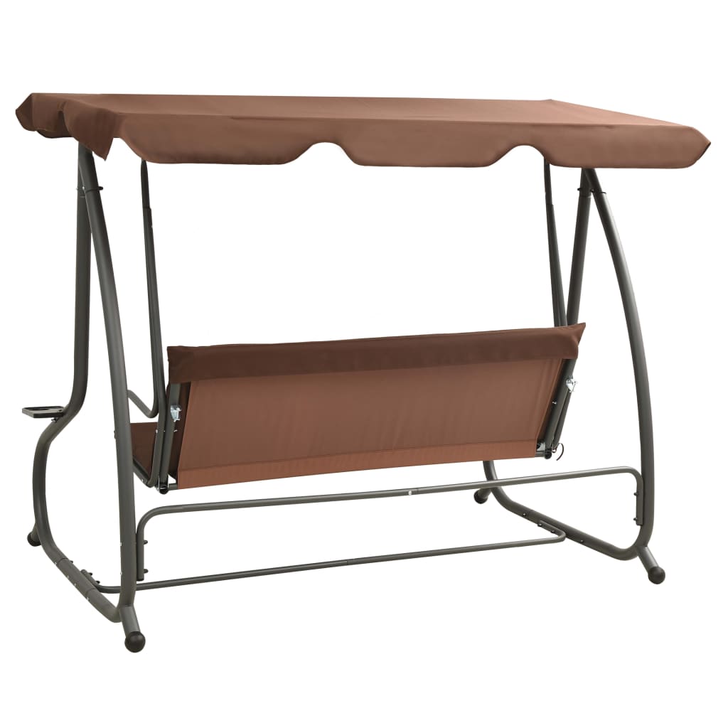 vidaXL Outdoor Swing Bench with Canopy Coffee