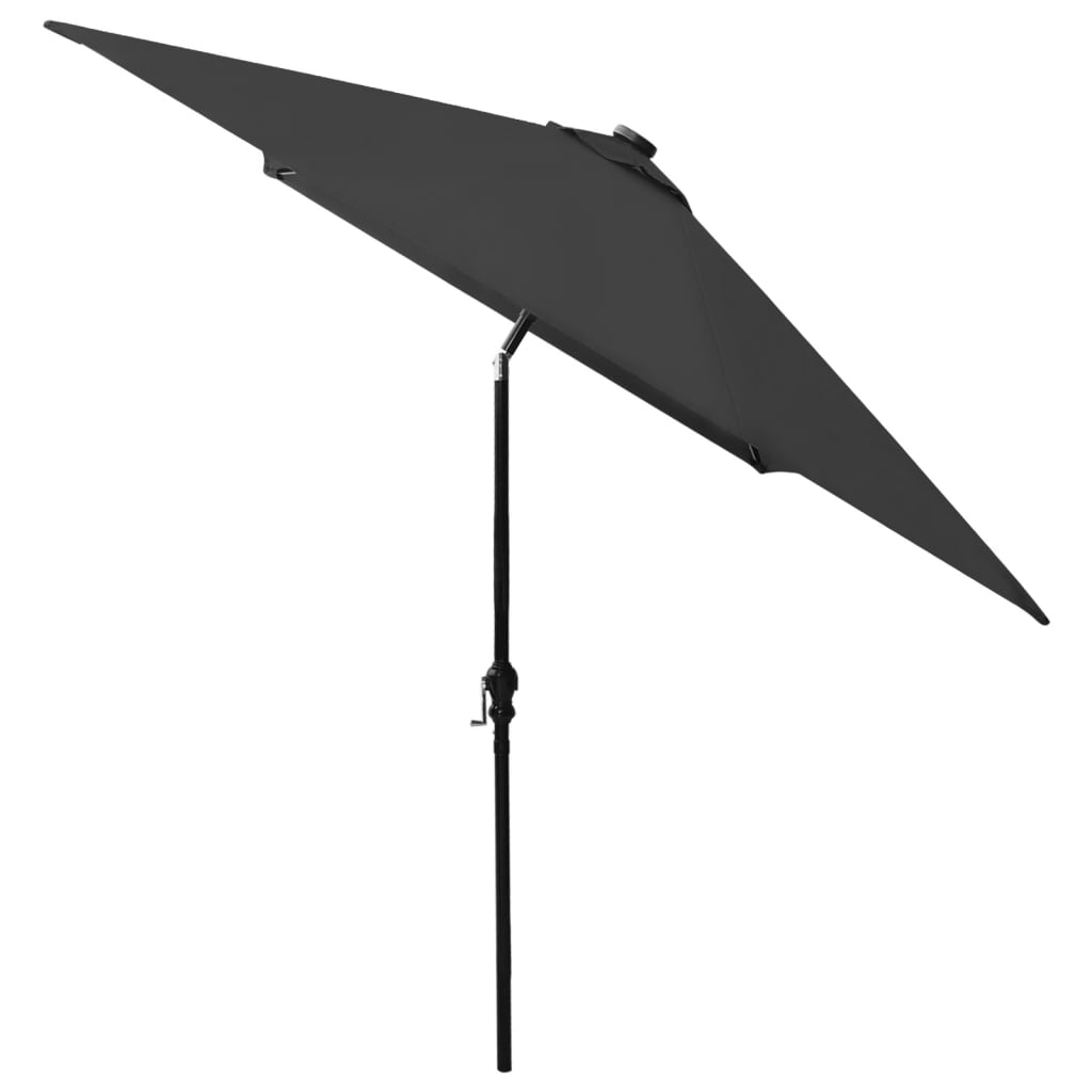 vidaXL Parasol with LEDs and Steel Pole Black 6.6'x9.8'