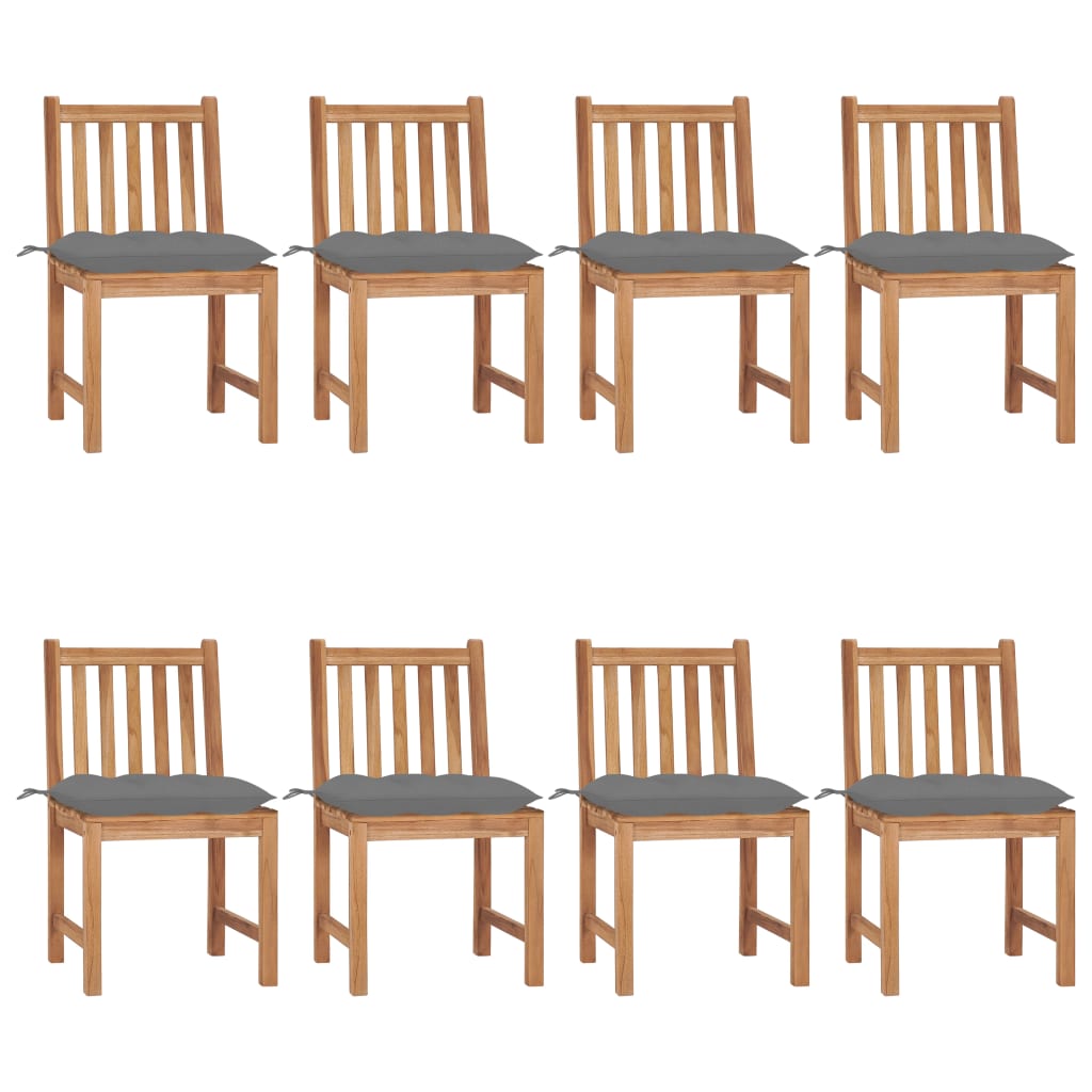 vidaXL Patio Chairs 8 pcs with Cushions Solid Teak Wood