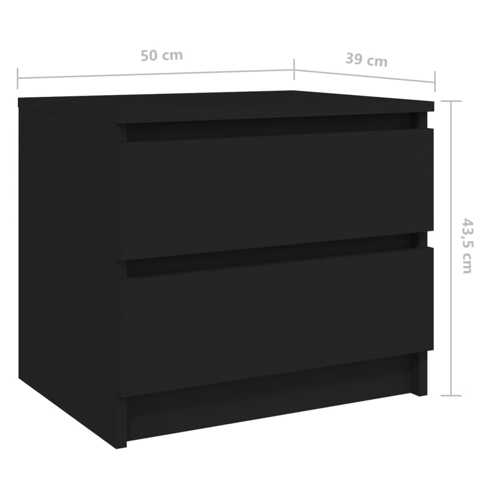 vidaXL Bed Cabinet Black 19.7"x15.4"x17.1" Engineered Wood