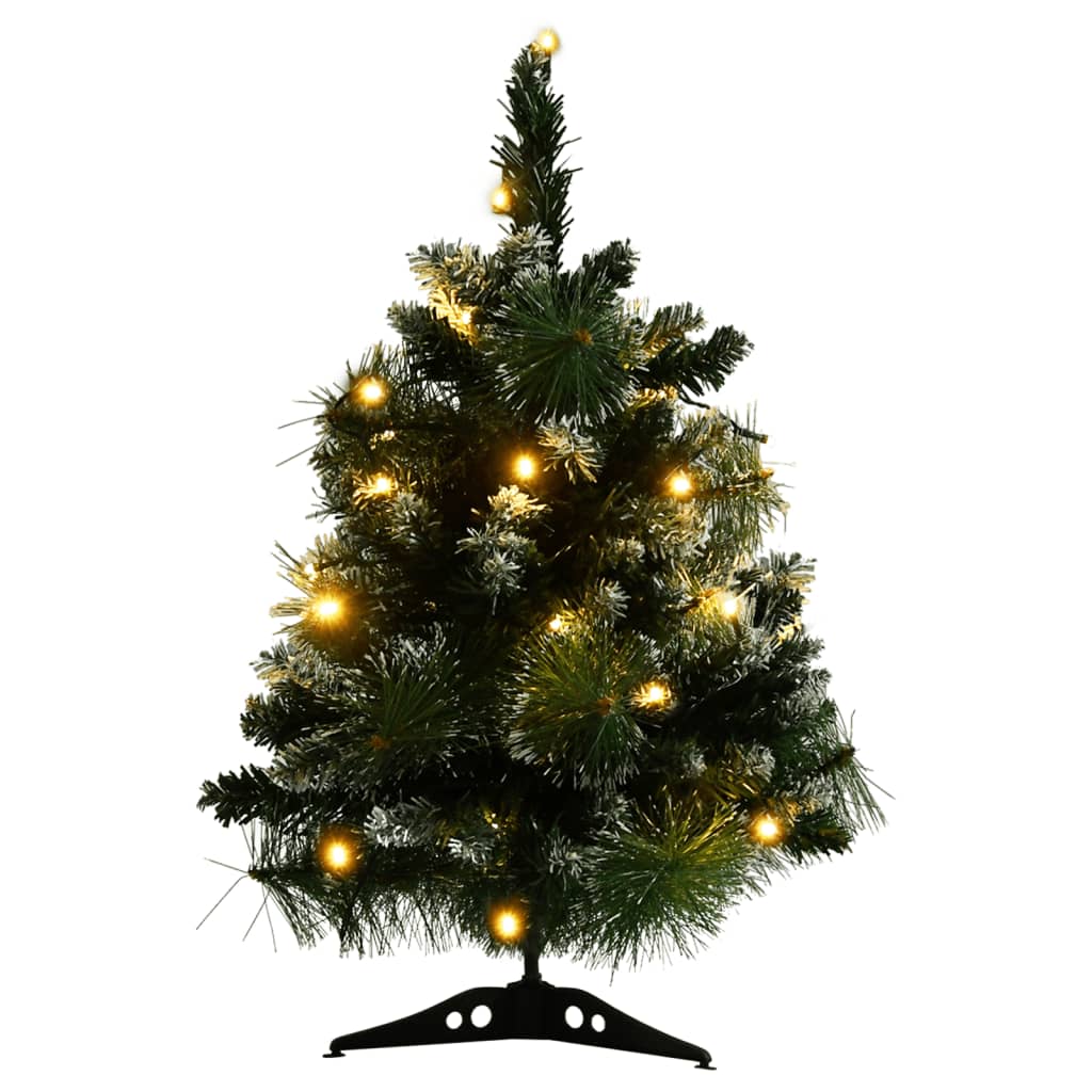 vidaXL Artificial Pre-lit Christmas Tree with Stands Green 2 ft PVC