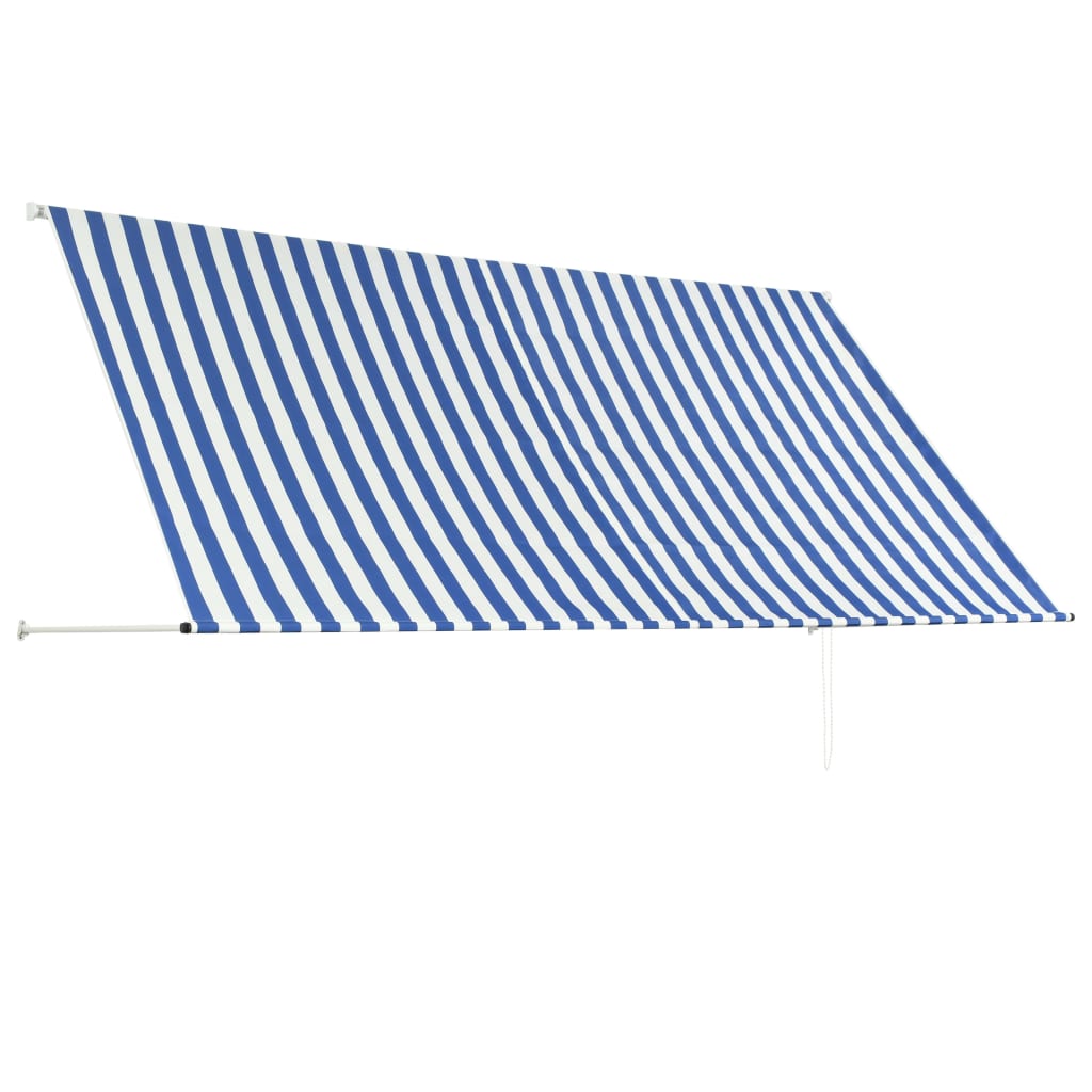 vidaXL Retractable Awning 118.1"x59.1" Blue and White