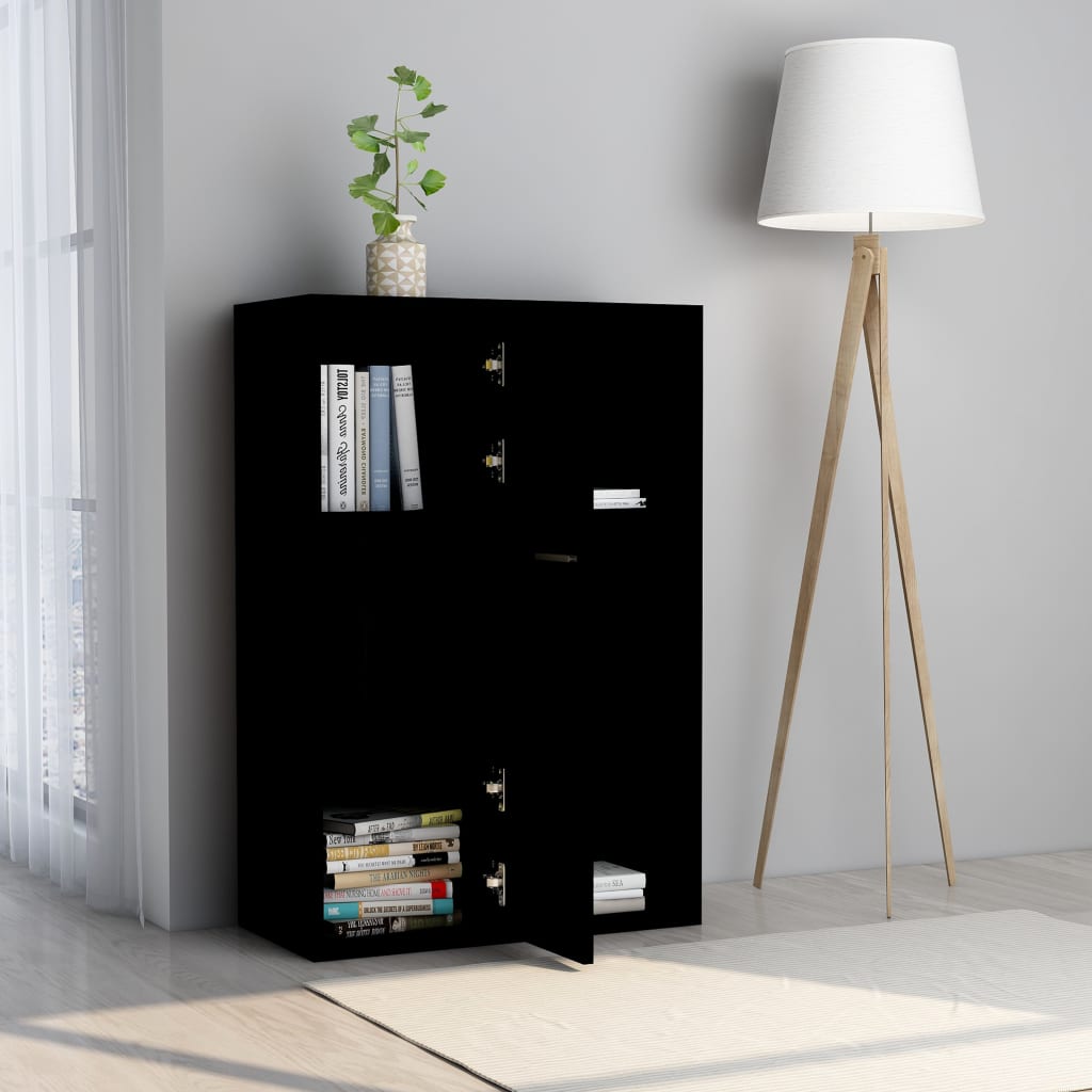 vidaXL Storage Cabinet Black 23.6"x11.6"x35.4" Engineered Wood
