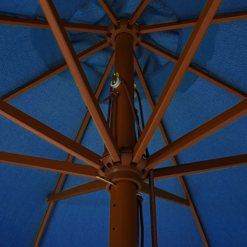 vidaXL Outdoor Parasol with Wooden Pole 129.9" Azure