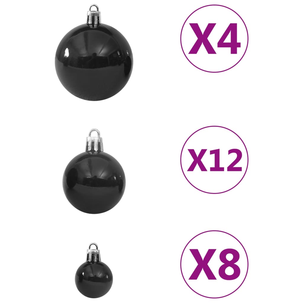 vidaXL 100 Piece Christmas Ball Set Black
