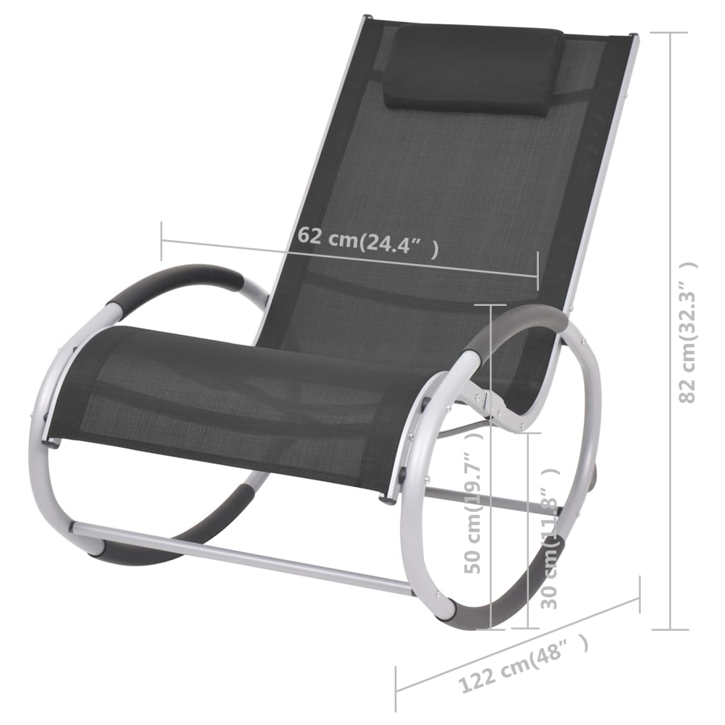 vidaXL Outdoor Rocking Chair Black Textilene