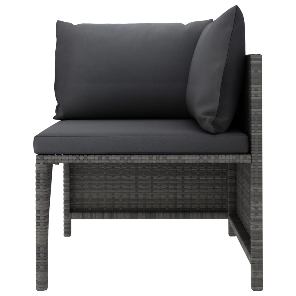 vidaXL 7 Piece Patio Lounge Set with Cushions Poly Rattan Gray