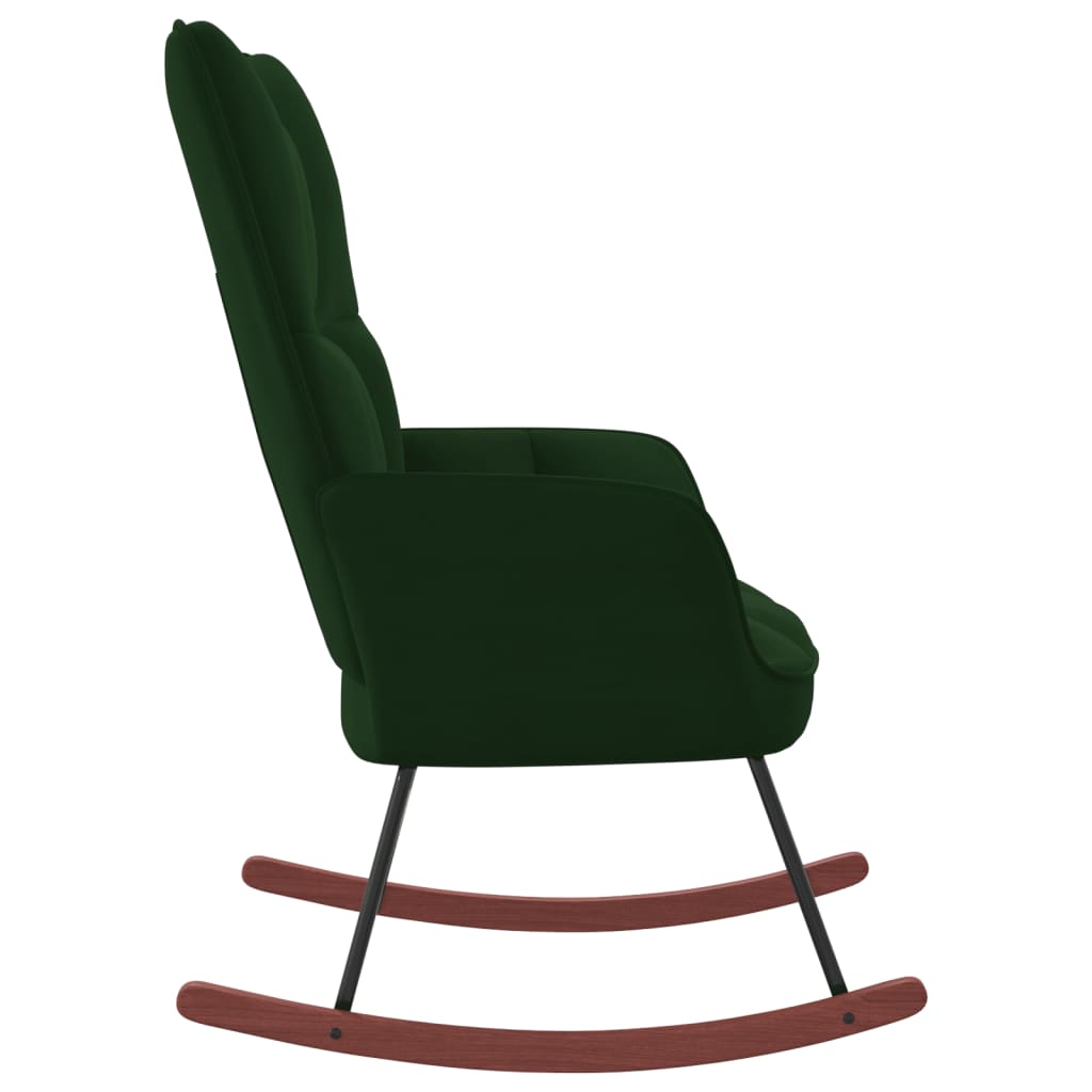 vidaXL Rocking Chair Dark Green Velvet