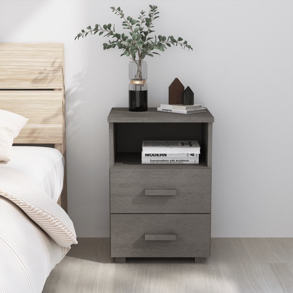 vidaXL Bedside Cabinet Light Gray 15.7"x13.8"x24.4" Solid Wood Pine