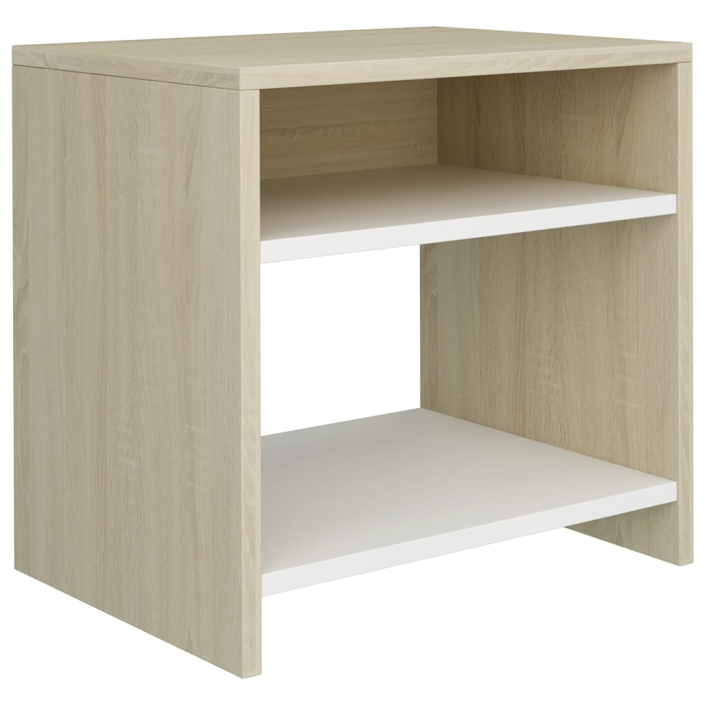 vidaXL Bedside Cabinets 2 pcs White and Sonoma Oak 15.7"x11.8"x15.7"