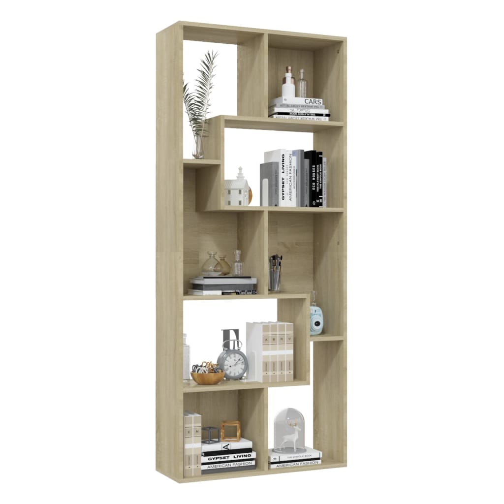 vidaXL Book Cabinet Sonoma Oak 26.4"x9.4"x63.4" Engineered Wood
