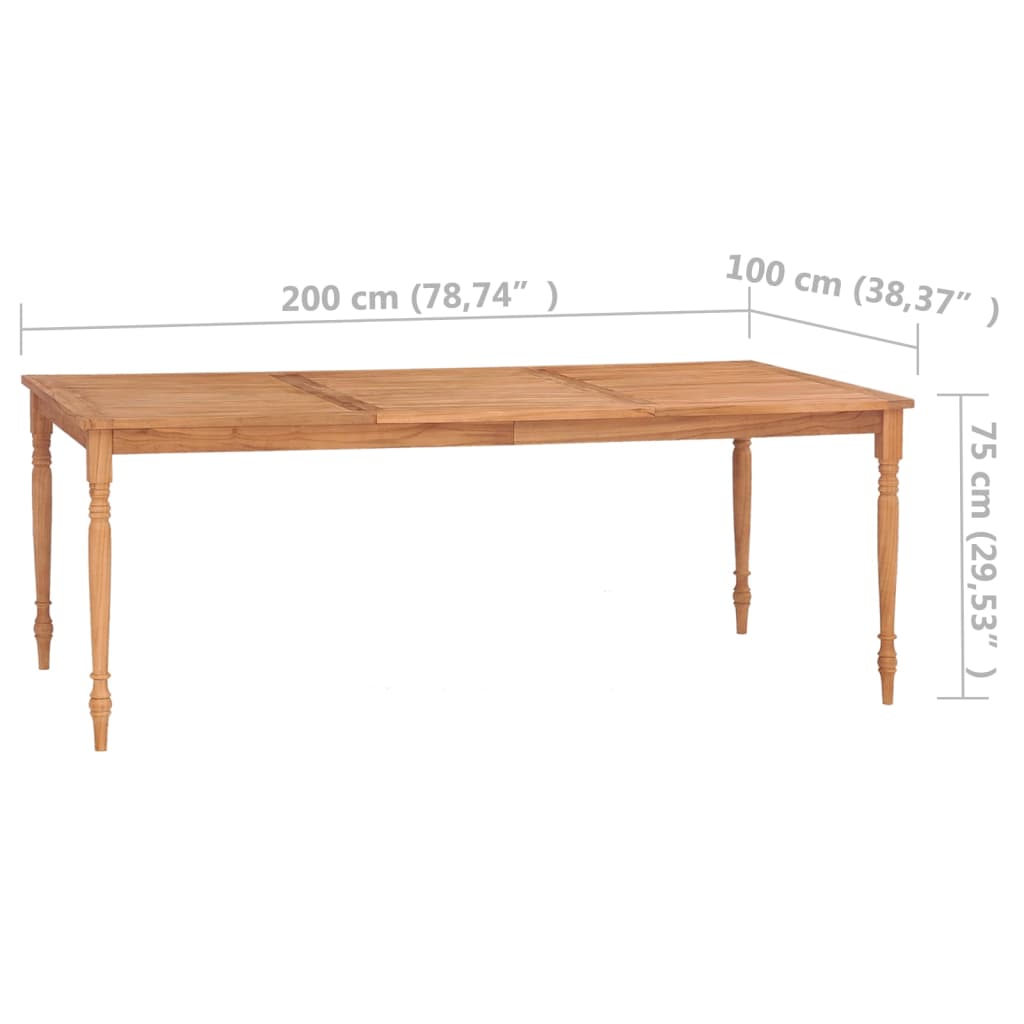vidaXL Batavia Table 78.7"x39.4"x29.5" Solid Teak Wood
