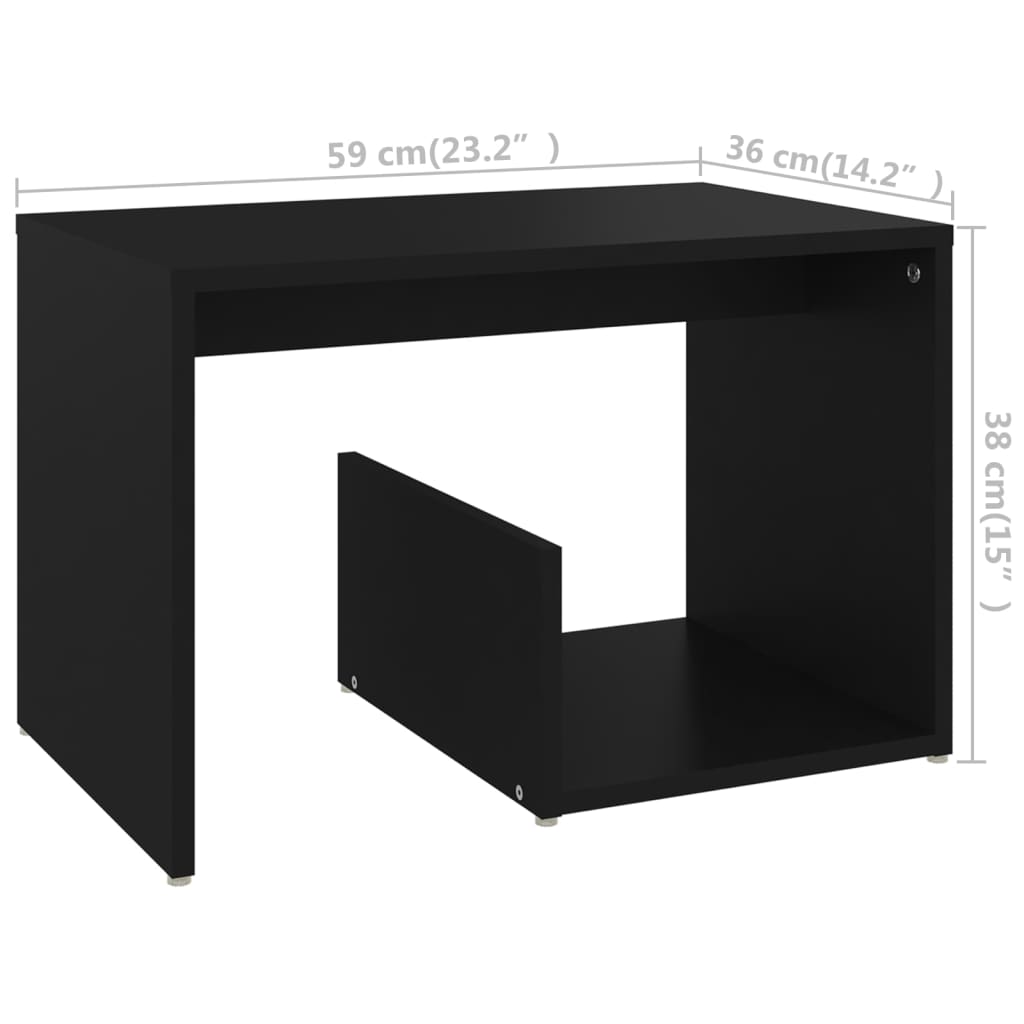 vidaXL Side Table Black 23.2"x14.2"x15" Engineered Wood